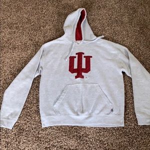 Indiana University hooded sweatshirt.
